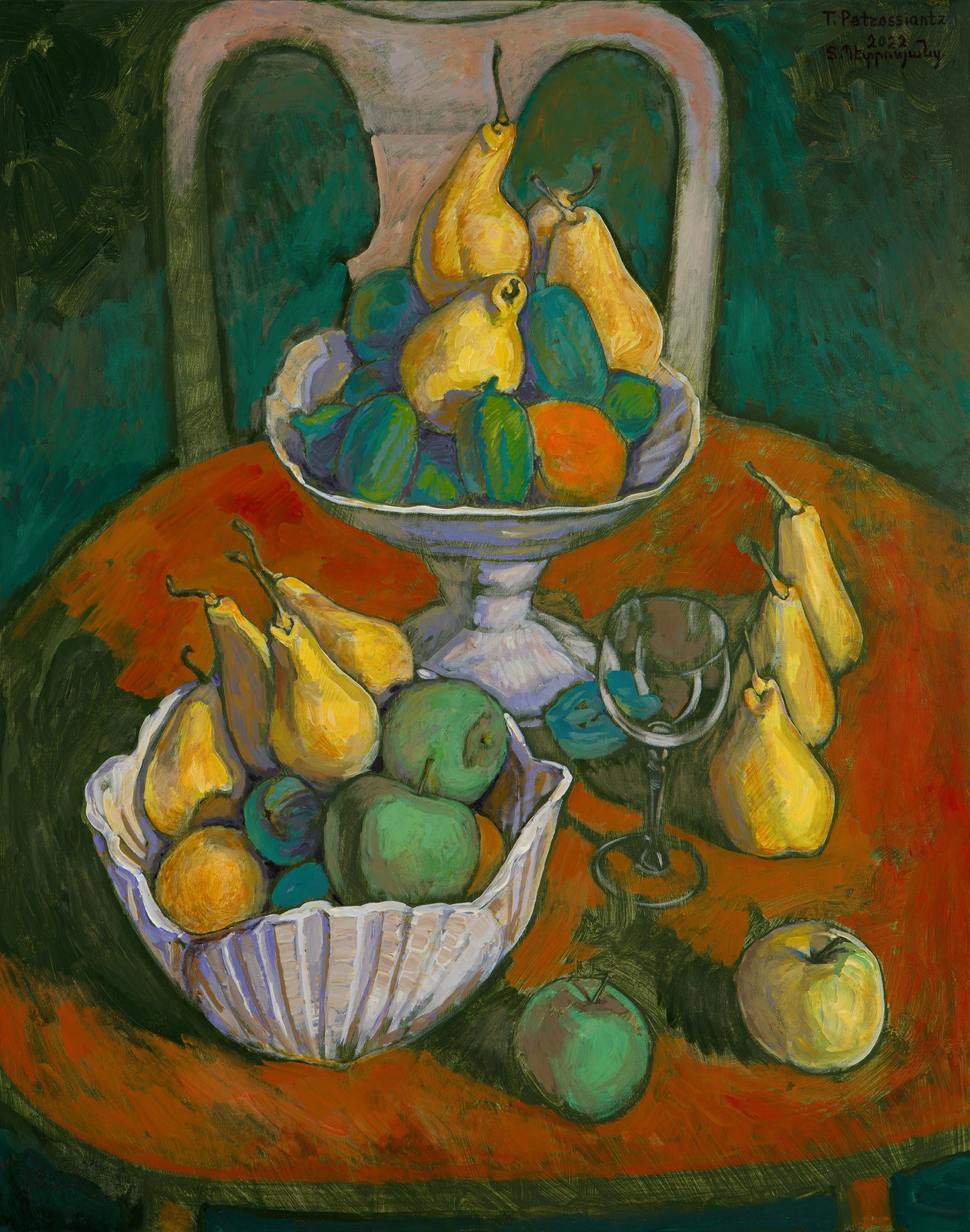 Still Life on a Red Table, acrylic on canvas