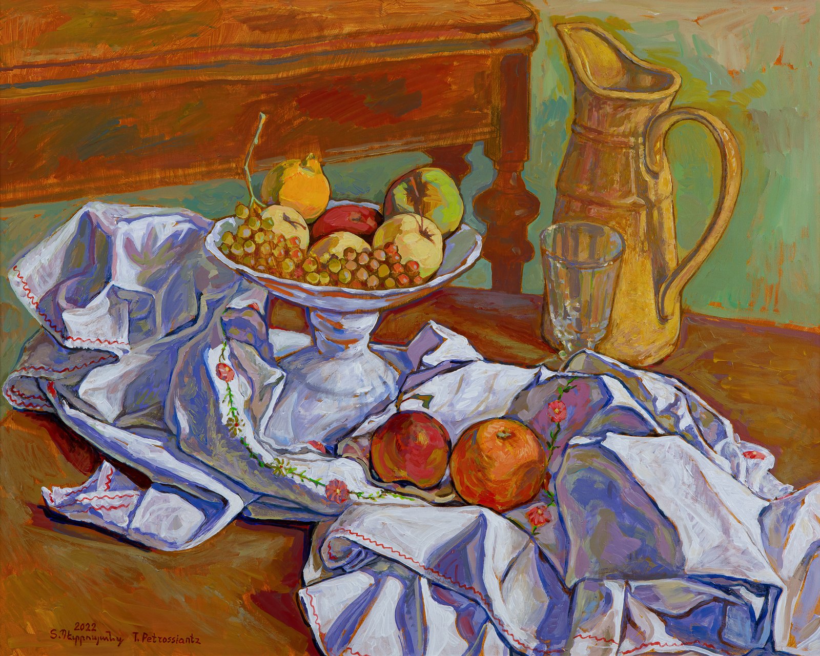 Still Life with Tablecloth, acrylic on canvas